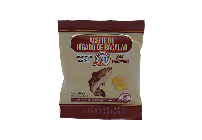 CAPSULAS ACEITE DE HIGADO DE BACALAO PARA ADULTO x 25 unds