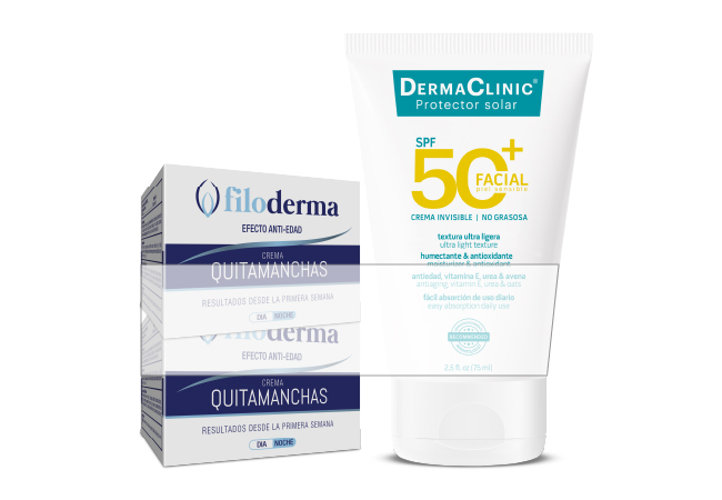 Filoderma Crema FILODERMA 2 PACK CREMA ACLARANTE 50g + DERMACLINIC FACIAL SPF50